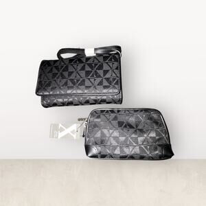 Maxx New York Black Organizer Wallet /Handbag & Matching Cosmetic Bag NEW